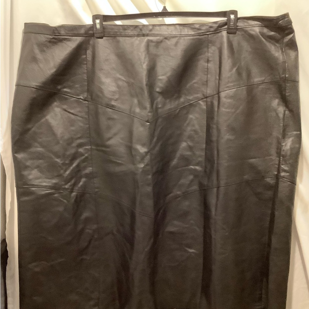 Vintage Maggie Barnes Genuine Black Leather Skirt Lined - Plus Size - 5X